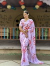 DAC Rashmi Mogra Pink Chinon Silk Printed Designer Readymade Sarees Wholesale Shop In Surat